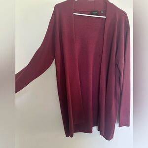 Plus Size Burgundy Ribbed Cardigan